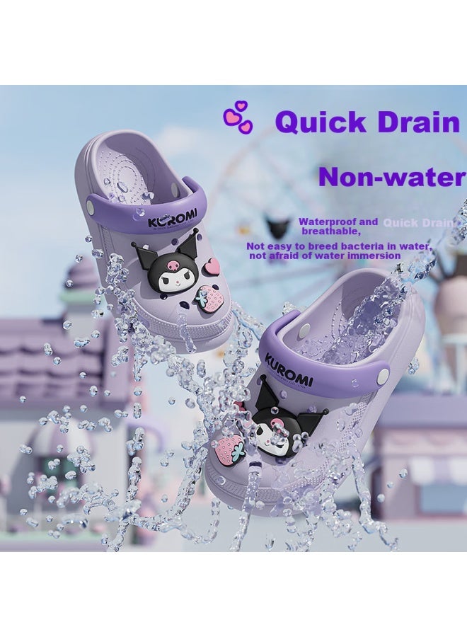 Daddy Pig Piggy Dad Children's Slippers For Girls 6-12 Years Old Summer Home Indoor Girls Baby Bath Anti-slip Sanrio Hole Shoes Purple Size 20 - Image 2