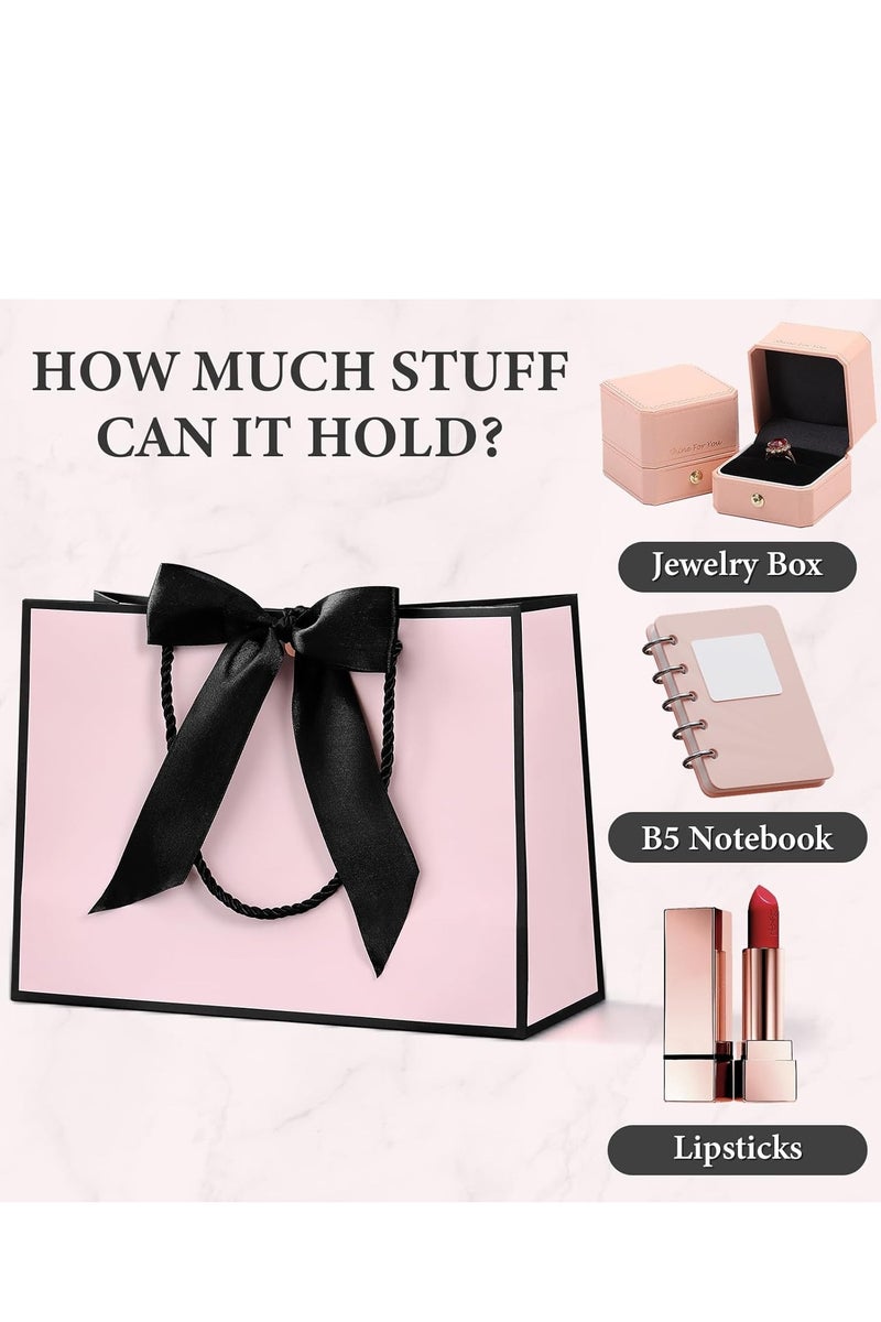 جوسكوين 2 قطعة أكياس هدايا كبيرة باللون الأسود والوردي ، وأكياس ورقية مع شريط ، وبطاقات المعايدة والمناديل الورقية ، وحقائب الحفلات المحمولة بمقابض ، وأكياس هدايا عيد ميلاد للنساء بنات وصيفات الشرف عيد ميلاد عيد الحب حفل زفاف - Image 3
