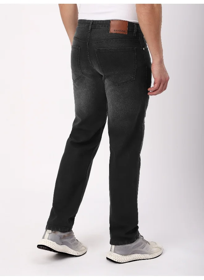 Beyoung Black Distressed Regular Fit Jeans for men