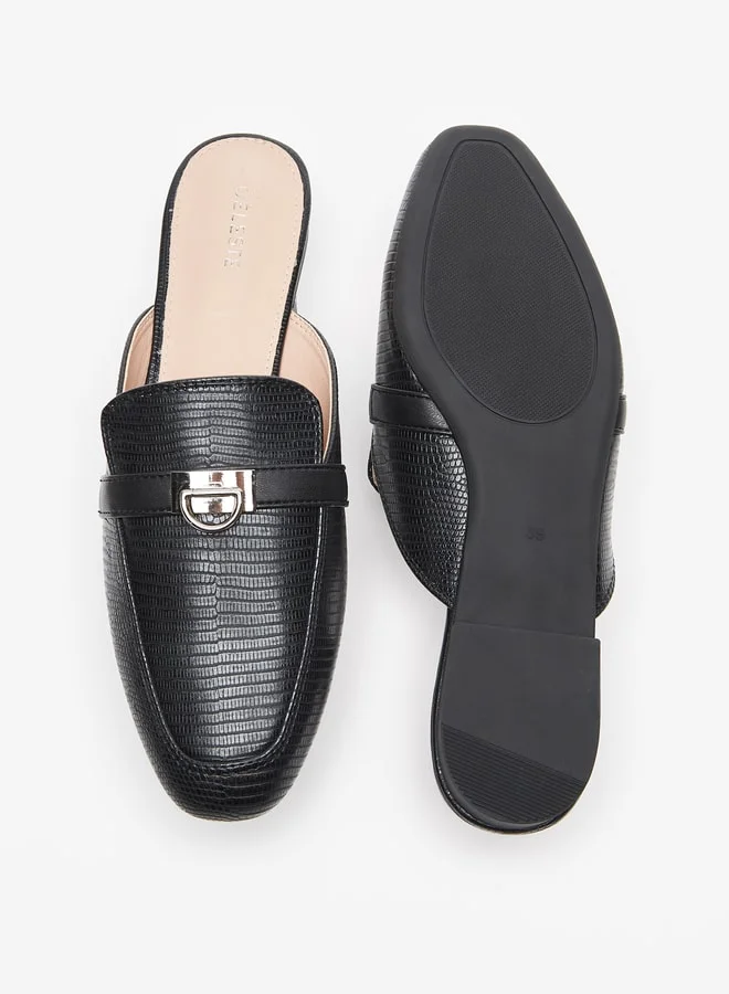 Celeste Women's Textured Slip-On Mules with Metal Accent