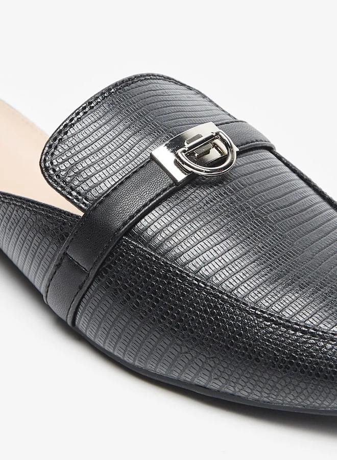 Celeste Women's Textured Slip-On Mules with Metal Accent
