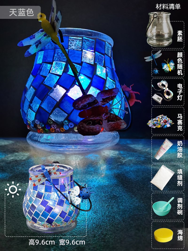 Glass Mosaic Candlestick Diy Material Package Thanksgiving Lamp Handmade Family Educational Toys Crystal Luminous Gift - Image 1