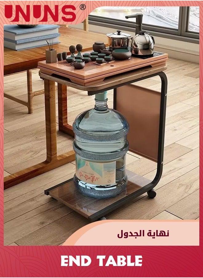 UNUNS - C-Shaped End Table,Side Table For Couch And Bed,Small Couch Side Table With Storage Bag,Sturdy Slide Under Sofa Table With Metal Frame For Living Room,Bedroom - Image 1