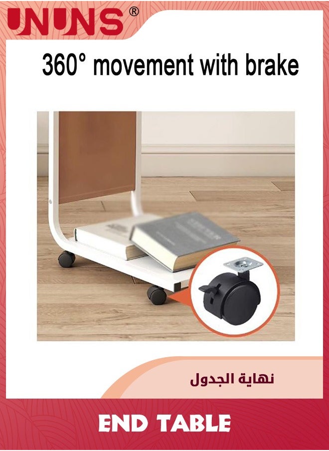 UNUNS - C-Shaped End Table,Side Table For Couch And Bed,Small Couch Side Table With Storage Bag,Sturdy Slide Under Sofa Table With Metal Frame For Living Room,Bedroom - Image 1