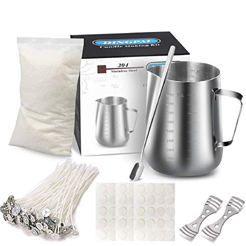 DINGPAI Candle Making Kit Supplies,DIY Craft Tools Including Candle Make Pouring Pot, Sticker, 3-Hole Wicks Holder, Natural Soy Wax and Spoon - Image 1