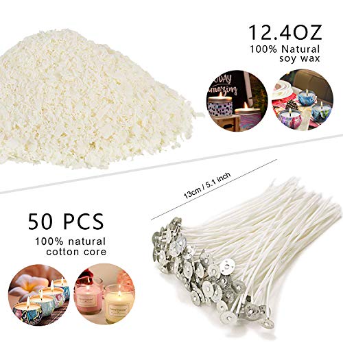 DINGPAI Candle Making Kit Supplies,DIY Craft Tools Including Candle Make Pouring Pot, Sticker, 3-Hole Wicks Holder, Natural Soy Wax and Spoon - Image 3