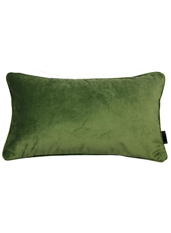 erorex Poly Filled Velvet Plain Matt Decorative Cushion 50X30Cm Fern Green
