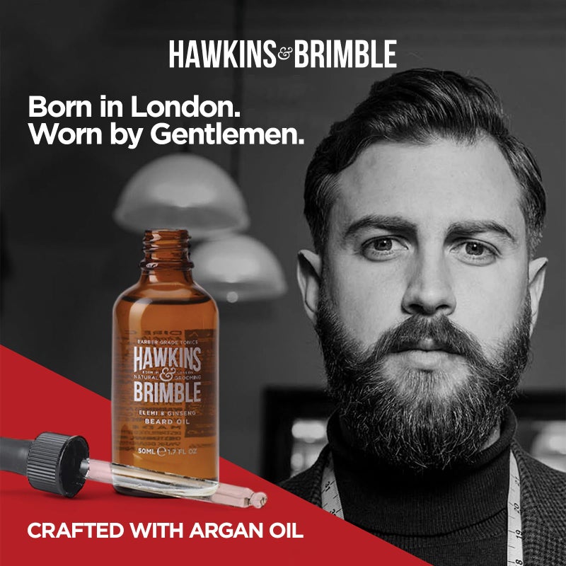 Hawkins & Brimble Beard Oil For Men Growth - Sandalwood Scent with Argan & Castor Oils, Shea Butter | Softens & Moisturizes, Promotes Healthy Beard Growth, 50ml - Image 2