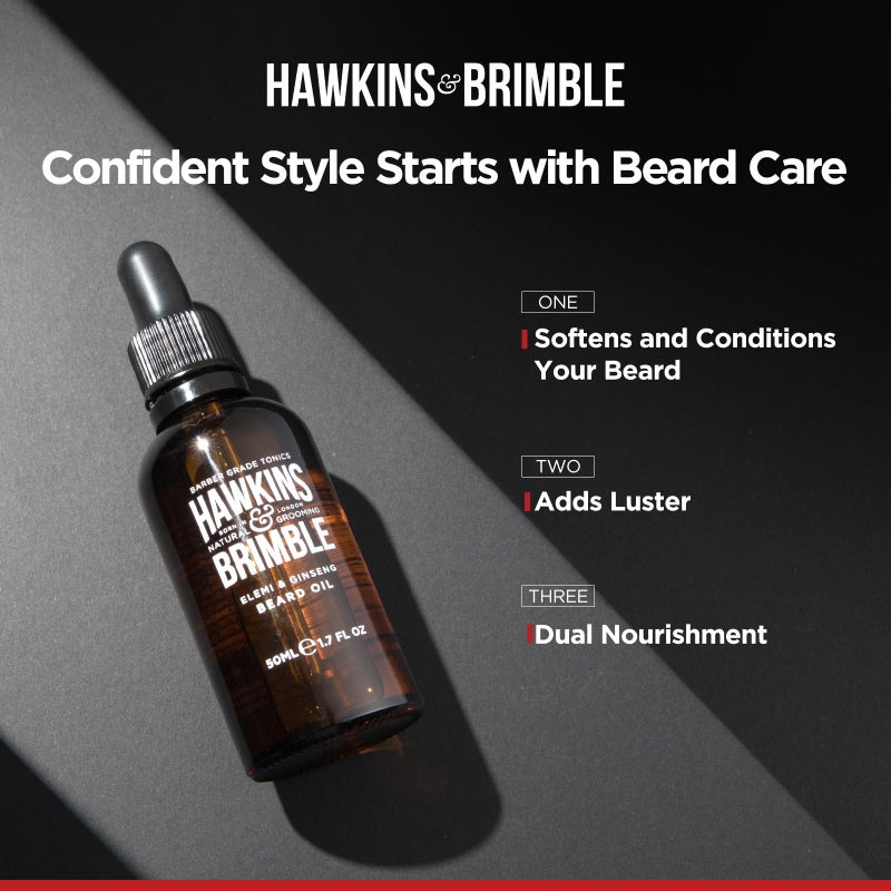 Hawkins & Brimble Beard Oil For Men Growth - Sandalwood Scent with Argan & Castor Oils, Shea Butter | Softens & Moisturizes, Promotes Healthy Beard Growth, 50ml - Image 4