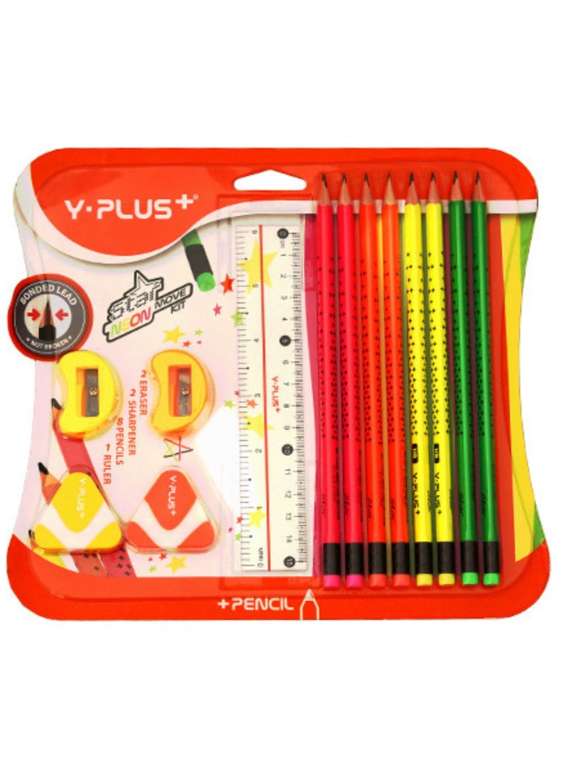 YPlus Pencil Neon Star Set (Pack of 13 Pieces) - Image 1