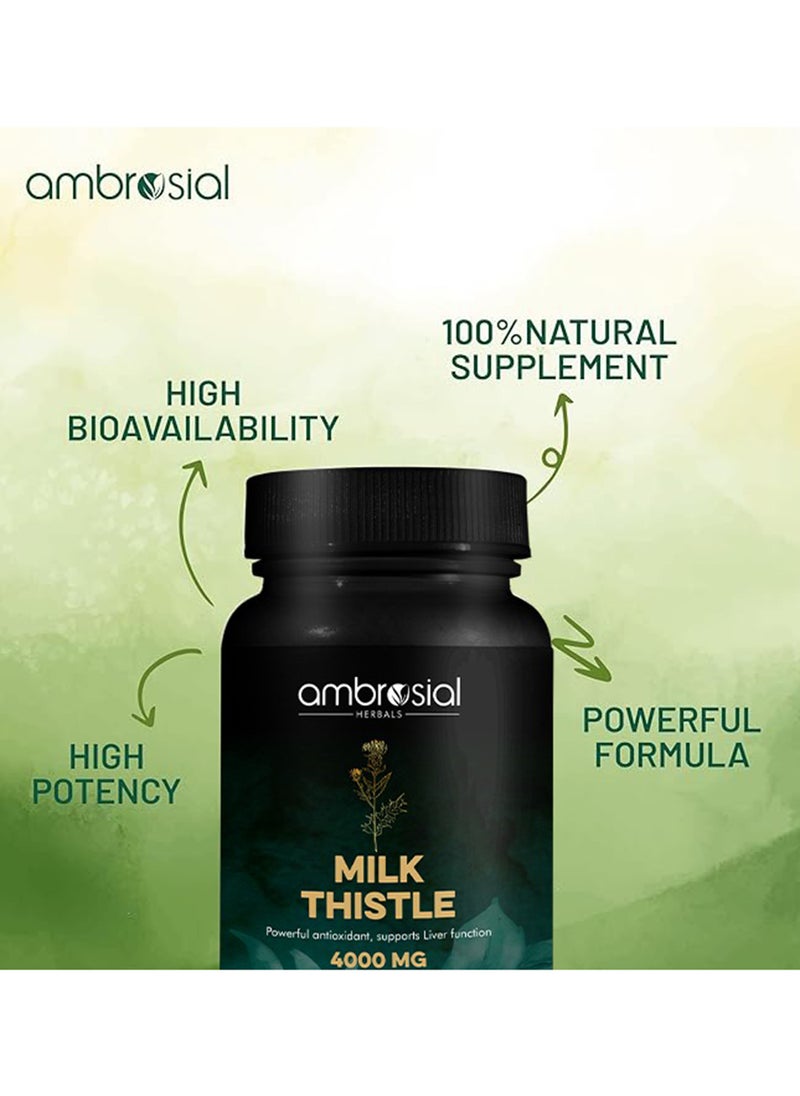 ambrosial Milk Thistle 4000mg High Strength Liver Support Antioxidant Liver Detox Supplement (Pack of 1-120 Tablets)  - Image 2
