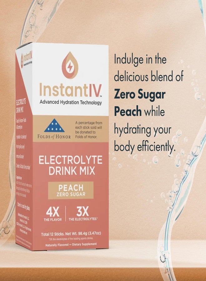 Instant IV Electrolytes Powder - 3X Electrolytes, Zero Sugar with Vitamin C, B3, B6, Electrolytes Powder Packets for Hydration, Recovery & Immunity, Vegan & Gluten Free | Peach - 12 Packets - Image 3