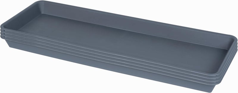 VUWEZ 4 Pack Plastic Plant Trays - Rectangular 17 18 inch, Indoor/Outdoor Plant Water Drip Trays for Flower Pot Planter, Windowsill (7.8 x 17.5'', Gray) - Image 1