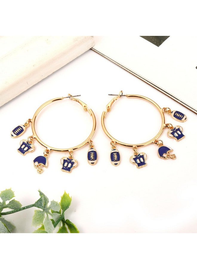 فالين أقراط كرة قدم يوم اللعبة للنساء، أقراط متدلية على شكل خوذة كرة قدم، أقراط رياضية ليوم السباق باللونين الأحمر والأزرق، إكسسوارات يوم الميدان، مجوهرات أمهات كرة القدم، هدايا إكسسوارات (اللون ب) - Image 3