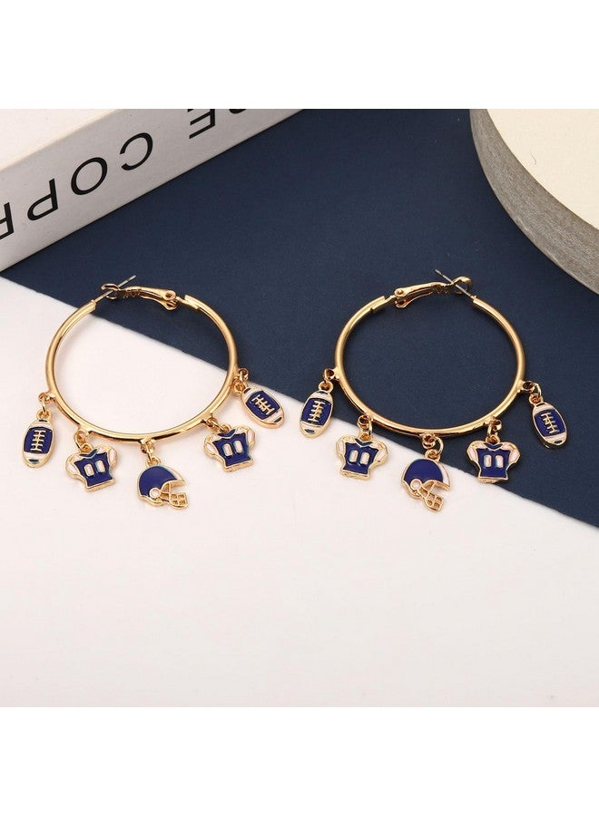 فالين أقراط كرة قدم يوم اللعبة للنساء، أقراط متدلية على شكل خوذة كرة قدم، أقراط رياضية ليوم السباق باللونين الأحمر والأزرق، إكسسوارات يوم الميدان، مجوهرات أمهات كرة القدم، هدايا إكسسوارات (اللون ب) - Image 4