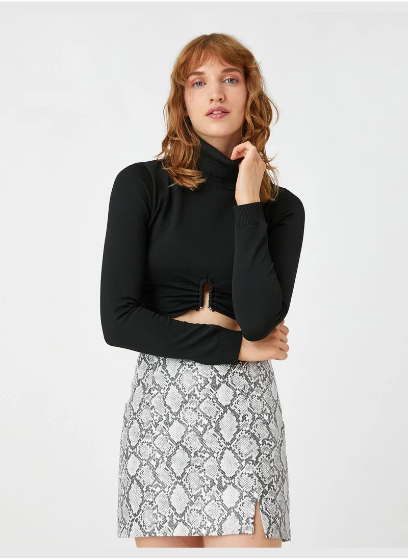 KOTON Patterned Slit Mini Skirt