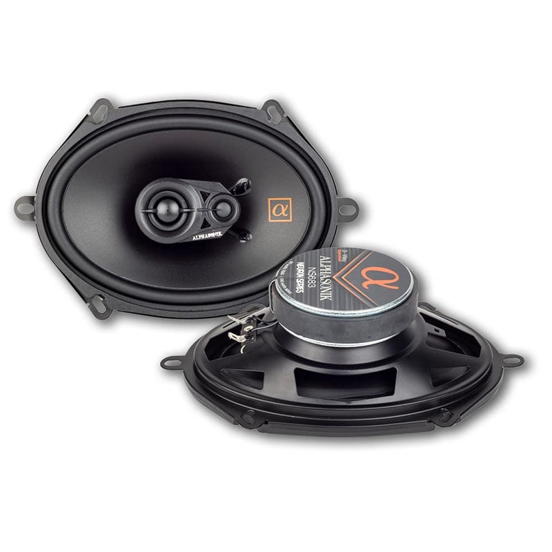 Alphasonik 1 Pair of NS683 Neuron Series 6x8/5x7 (360 Watts Max for The Pair) 180 Watts Max Per Speaker 3-Way Full-Range Car Audio Speaker with PEI Dome Tweeter Polypropylene Cone - Image 1