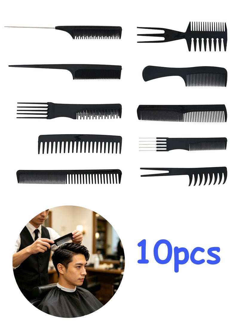 Professional Hair Comb Set 10-Piece – Barber & Salon Hair Cutting and Styling Combs Kit – Fine & Wide Tooth, Rat Tail & Sectioning Hairdressing Combs for All Hair Types - Image 1