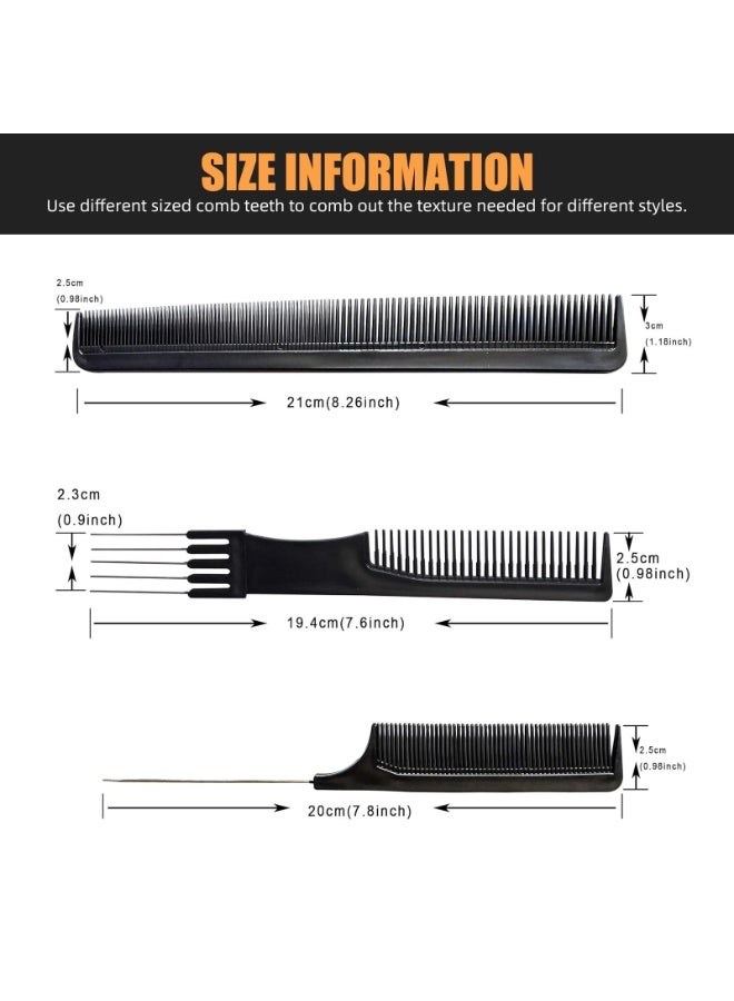 Professional Hair Comb Set 10-Piece – Barber & Salon Hair Cutting and Styling Combs Kit – Fine & Wide Tooth, Rat Tail & Sectioning Hairdressing Combs for All Hair Types - Image 3
