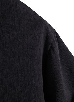 Generic Summer new men's short-sleeved shirt loose solid color button short-sleeved shirt cotton shirt for men  - Image 5