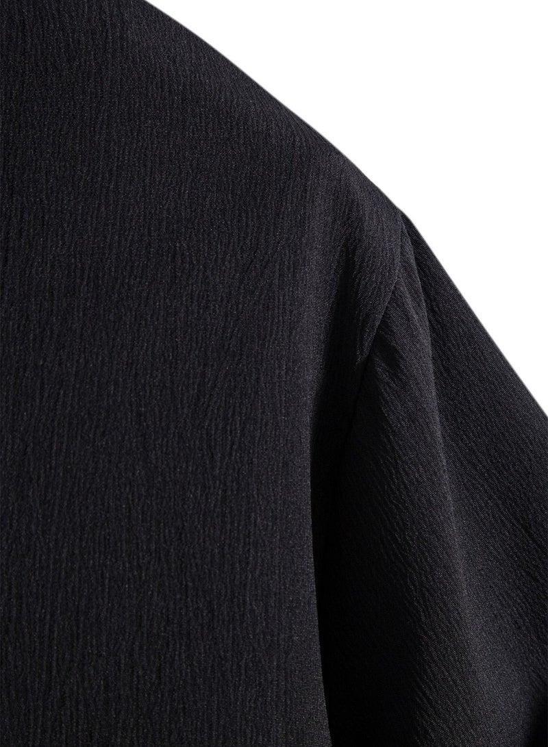 Summer new men's short-sleeved shirt loose solid color button short-sleeved shirt cotton shirt for men  - Image 5