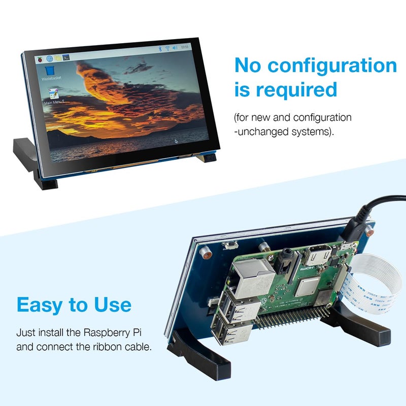 Hosyond شاشة هوسيوند 5 إنش تعمل باللمس IPS MIPI DSI متوافقة مع Raspberry Pi 5/4/3، دقة 800x480 بكسل، واجهة خالية من السائق للشاشة السعوية - Image 3