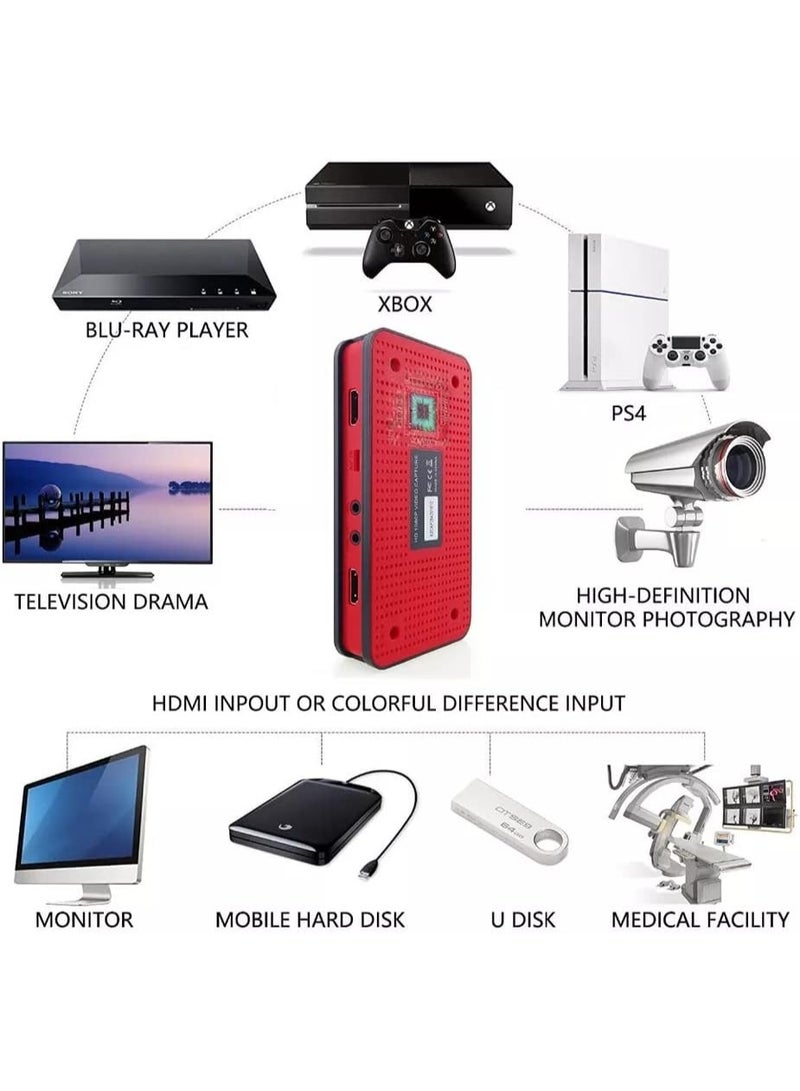 HD 1080P Video Capture Card, Game Recorder Box with USB Direct Recording, HD/AV/Ypbp Support - Image 2