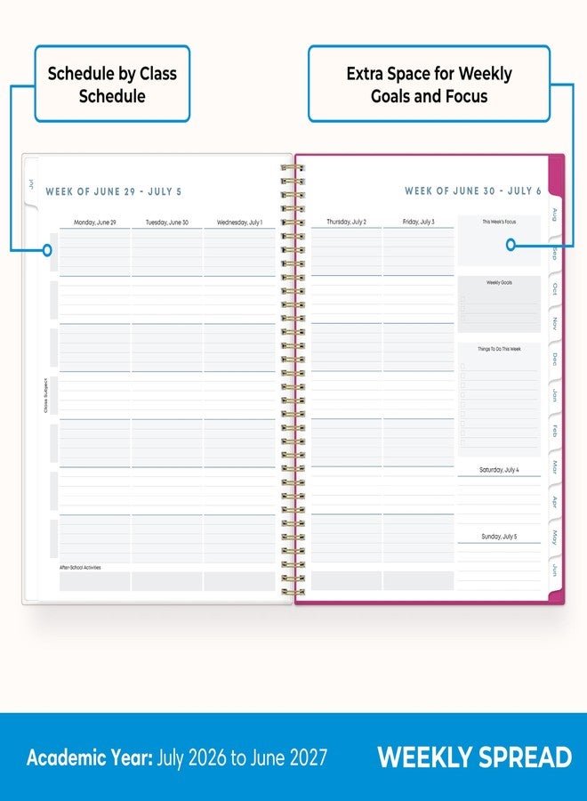 Blue Sky 2026-2027 Weekly and Monthly Academic Year Student Planner Calendar, July 2026 - June 2027, 8.5" x 11", Flexible Cover, Wirebound, Laminated Tabs, Storage Pocket, Star Confetti Bright - Image 3