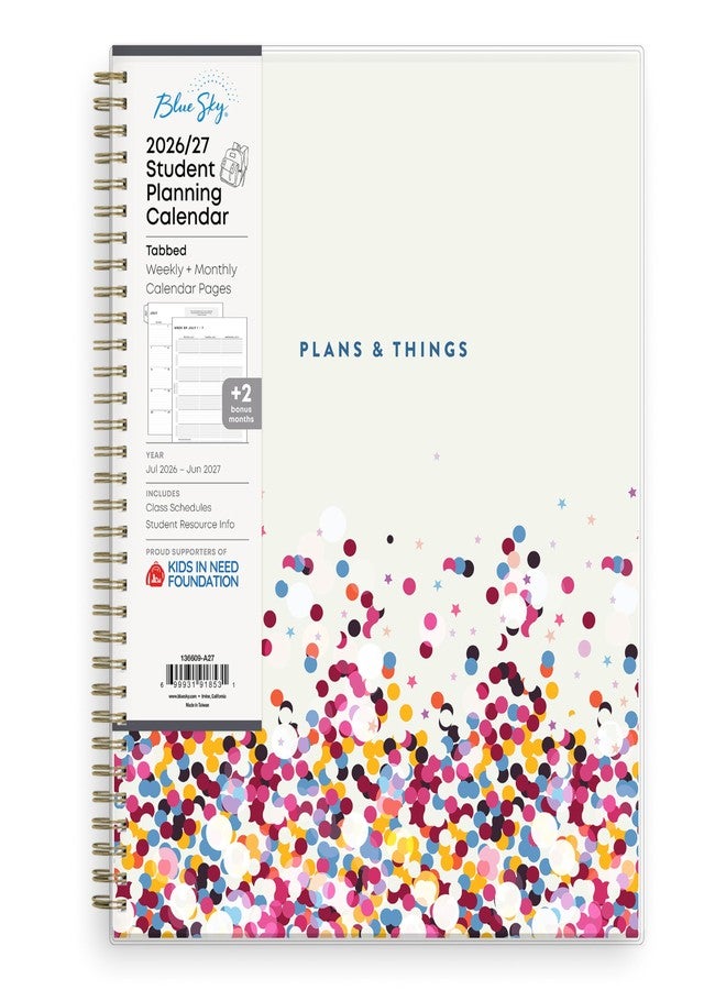 Blue Sky 2026-2027 Weekly and Monthly Academic Year Student Planner Calendar, July 2026 - June 2027, 8.5" x 11", Flexible Cover, Wirebound, Laminated Tabs, Storage Pocket, Star Confetti Bright - Image 1