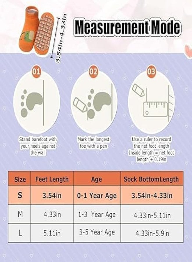 KIDINGTON 5 Pairs Baby Socks Set 0 to 6 Months, Antislip Socks for New Born Baby, Non Slip Grip Ankle Socks with Non Skid Soles Infants Socks for Toddler Girls Boys 6-12 Months Baby Shower Gifts - Image 5