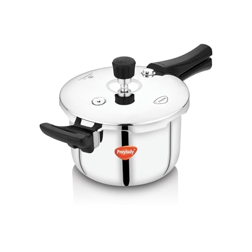 PrayLady Triply Pressure Cooker 2 LTR with SAS Body, Bakelite Handle | Vitro Ceramic, Halogen, Induction and Gas Compactible | Fast and Even Cooking | ISI Certified | 5 Year Warranty - Image 1