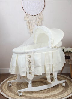 Baby cradle Moses basket for babies with mosquito net with white holder with wheels