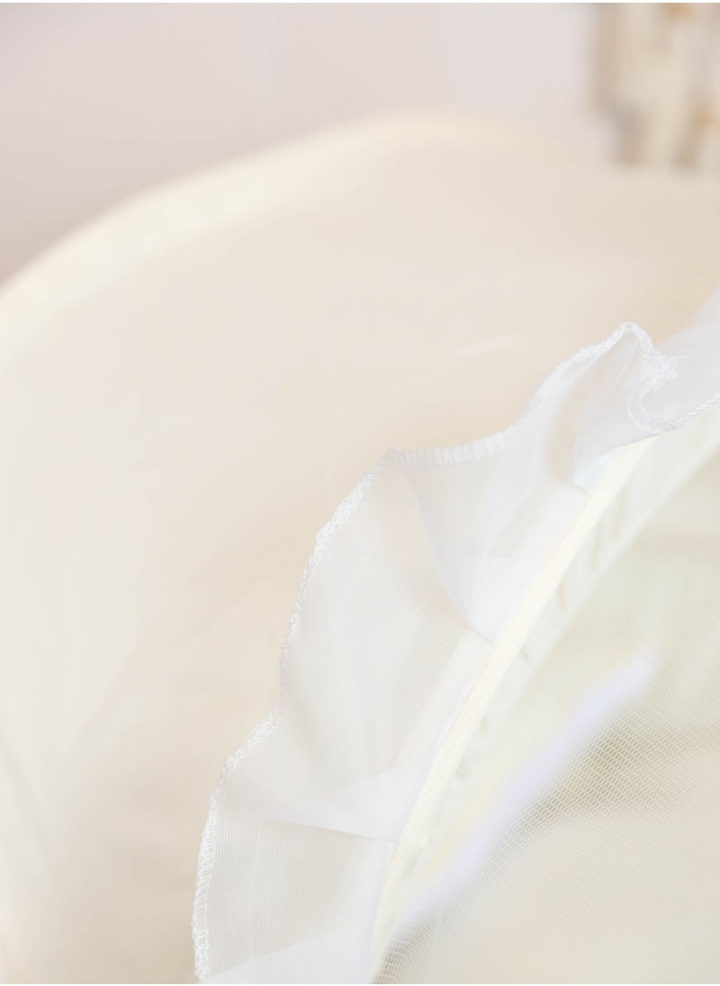 FUN MOMENT - Baby cradle Moses basket for babies with mosquito net with white holder with wheels - Image 1