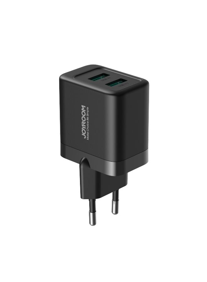 بيوينتي JOYROOM JR-TCN01 2.4A Dual Ports USB Charger, Plug:EU Plug(Black) - Image 3