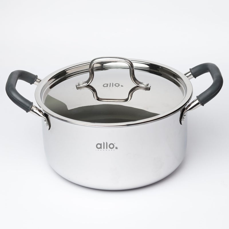 Allo Allo CookSafe TriPly Stainless Steel Casserole Saucepot Stockpot with Stainless Steel Lid Induction Friendly, Naturally Non Stick, 22cm, 4.6 Litre  - Image 1
