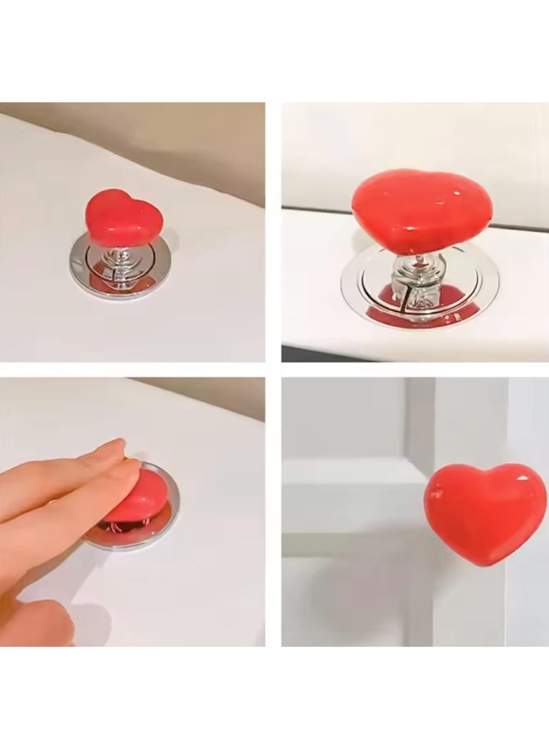 3 Pieces Handle Toilet Press Heart Shaped Press Tank Push Switch Button Toilet Bathing - Image 3