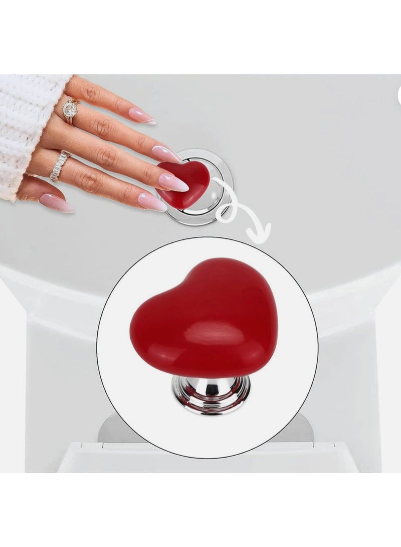 3 Pieces Handle Toilet Press Heart Shaped Press Tank Push Switch Button Toilet Bathing - Image 5
