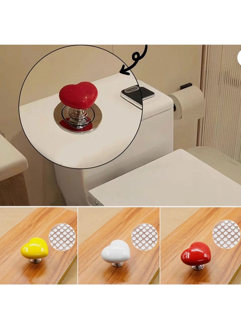 3 Pieces Handle Toilet Press Heart Shaped Press Tank Push Switch Button Toilet Bathing - Image 4