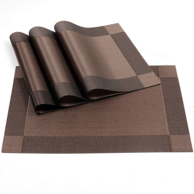 Baskety (Set of 4 PCS) Colorful Mats Place Mats Tablemates Dining Tablemates Washable Heat-Resistant for Dining Table 30cm*45 cm Dining Table Kitchen Placemats(Brown) - Image 1