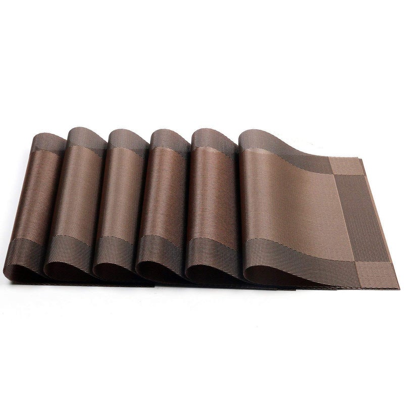 Baskety (Set of 4 PCS) Colorful Mats Place Mats Tablemates Dining Tablemates Washable Heat-Resistant for Dining Table 30cm*45 cm Dining Table Kitchen Placemats(Brown) - Image 4
