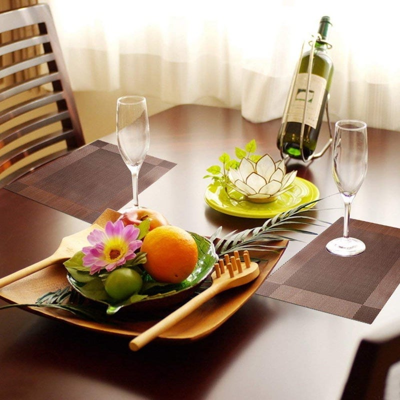 Baskety (Set of 4 PCS) Colorful Mats Place Mats Tablemates Dining Tablemates Washable Heat-Resistant for Dining Table 30cm*45 cm Dining Table Kitchen Placemats(Brown) - Image 3