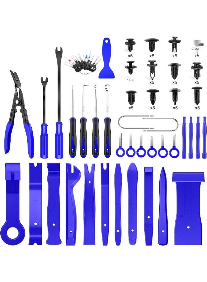 NIBEMINENT 238Pcs Trim Removal Tool, Auto Push Pin Bumper Retainer Clip Set Fastener Terminal Remover Tool Adhesive Cable Clips Kit Car Panel Radio Removal Auto Clip Pliers