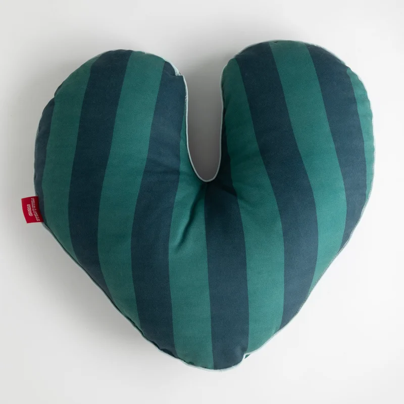 FILLE A FILLE Striped Heart Pillow