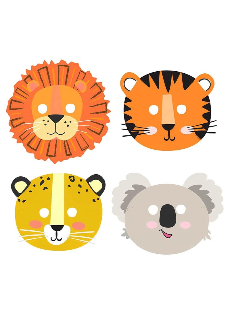 أقنعة ورقية للحيوانات البرية متعددة الألوان 18 سم عبوة من 8 قطع