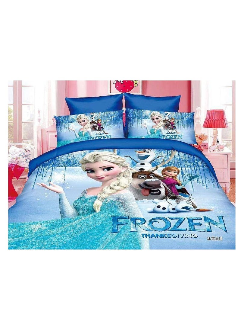 BAIG - Textile Children Cartoon 3d Print Bedding Sets Comforter with fixed Duvet Set Bed Linen Boys Girls Single Comfort 160x210 Bed Sheets 120”200 Anna elsa - Image 1