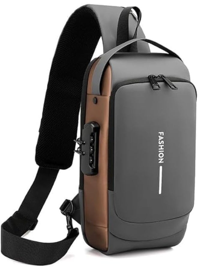 Anti-Theft Sling Bag with USB Charging Port & Password Lock – Multi-Pocket Crossbody Chest Bag for Travel, Work, Daily Use, Secure Lightweight Shoulder Bag - Image 1