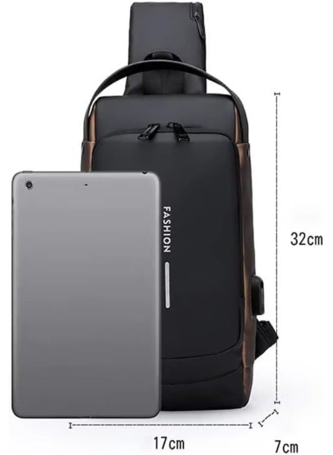 Anti-Theft Sling Bag with USB Charging Port & Password Lock – Multi-Pocket Crossbody Chest Bag for Travel, Work, Daily Use, Secure Lightweight Shoulder Bag - Image 5