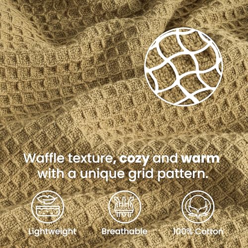 Tex Trend 100% Cotton Blanket – Soft and Breathable Twin XL Waffle Blanket – All Season Comfort – Suitable for Bed Layering, Sofa, Couch - Khaki (60”x90”) - Image 4