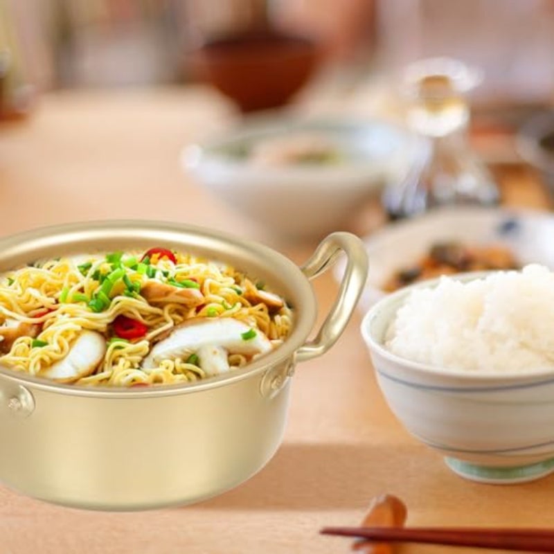 Korean Ramen Noodle Pot with Sticks and Spoon Ramyun Cooker Traditional Aluminium Instant Hot Pot for Kitchen Cookware - Image 2