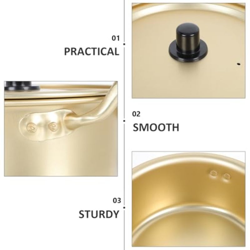 Korean Ramen Noodle Pot with Sticks and Spoon Ramyun Cooker Traditional Aluminium Instant Hot Pot for Kitchen Cookware - Image 5